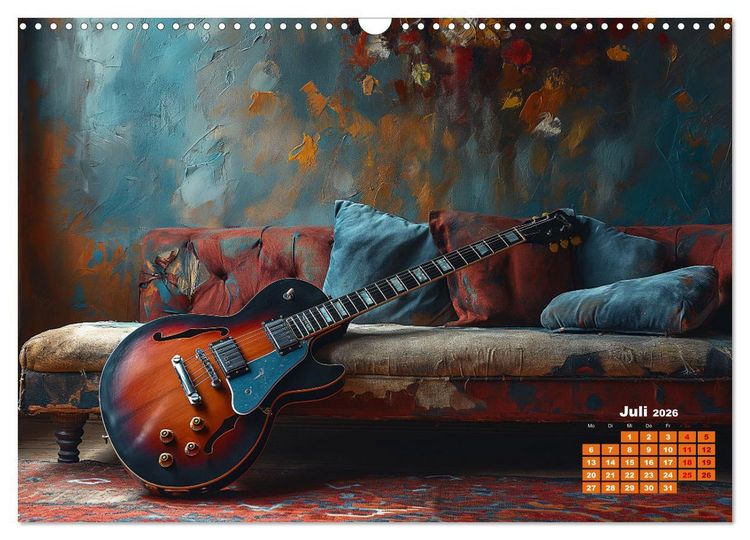 Produktbild: Sechs Saiten, Zw&ouml;lf Monate - Der Gitarrenkalender (Wandkalender 2026 DIN A3 quer), CALVENDO Monatskalender
