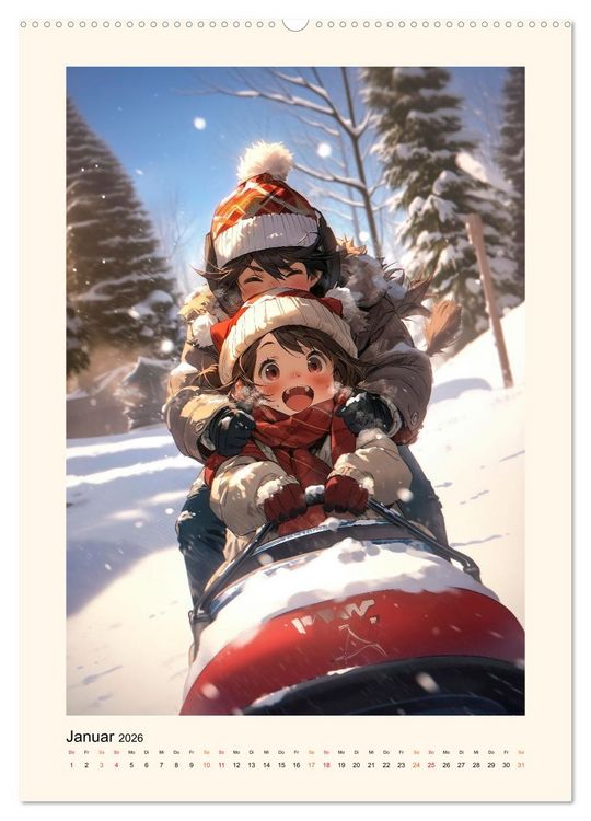Produktbild: Manga Kinder - ein gl&uuml;ckliches Jahr (Wandkalender 2026 DIN A2 hoch), CALVENDO Monatskalender