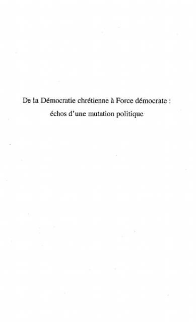 Produktbild: Democratie (de La) Chretienne a Force Democrate