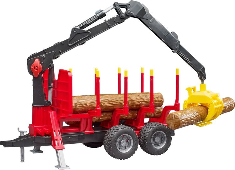 Produktbild: Bruder Profi-Serie R&uuml;ckeanh&auml;nger mit Ladekran, 4 Baumst&auml;mmen und Holzgreifer