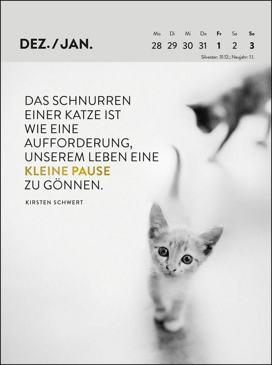 Produktbild: Wochenkalender 2027: Goldene Katzenweisheiten f&uuml;r jeden Tag
