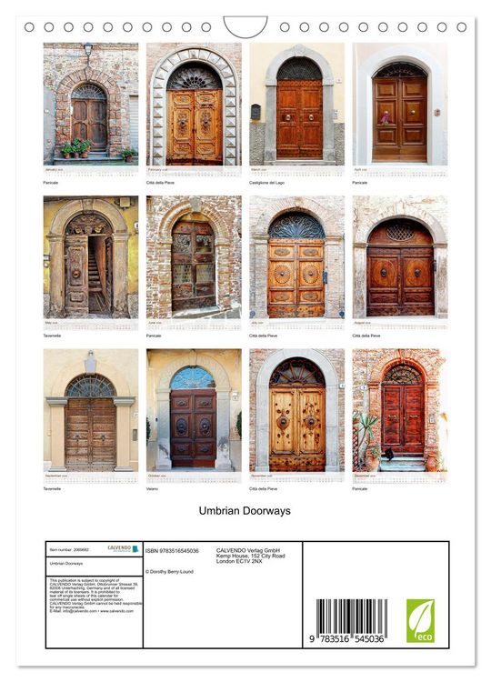 Produktbild: Umbrian Doorways (Wall Calendar 2026 DIN A4 portrait), CALVENDO 12 Month Wall Calendar