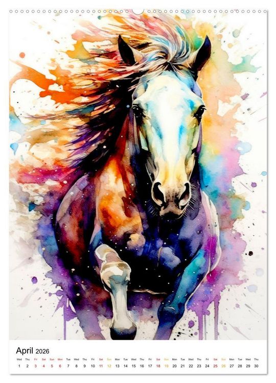 Produktbild: Watercolor Horses (Wall Calendar 2026 DIN A2 portrait), CALVENDO 12 Month Wall Calendar