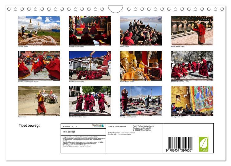 Produktbild: Tibet bewegt (Wandkalender 2026 DIN A4 quer), CALVENDO Monatskalender
