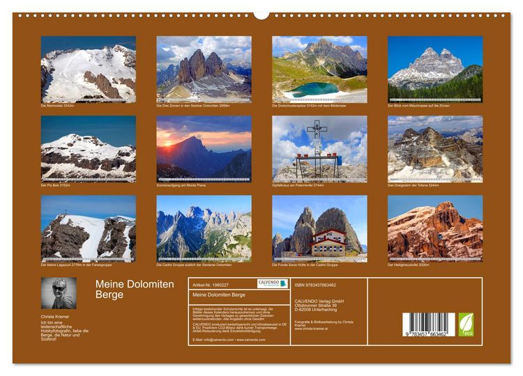 Produktbild: Meine Dolomiten Berge (hochwertiger Premium Wandkalender 2026 DIN A2 quer), Kunstdruck in Hochglanz