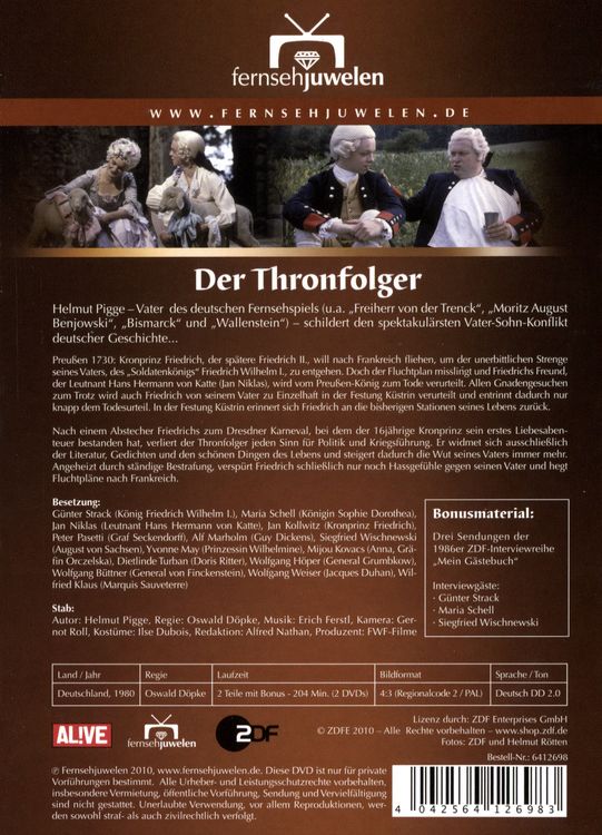 Produktbild: Der Thronfolger - Die harten Jugendjahre von Friedrich dem Gro&szlig;en von Preu&szlig;en [2 DVDs]
