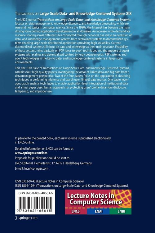 Produktbild: Transactions on Large-Scale Data- and Knowledge-Centered Systems XIX