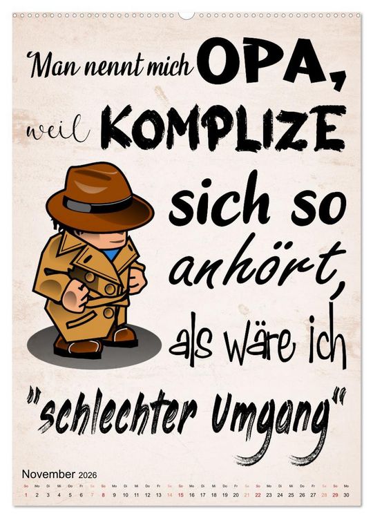 Produktbild: Opa ist der Coolste (Wandkalender 2026 DIN A2 hoch), CALVENDO Monatskalender
