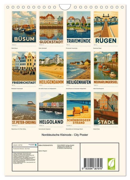 Produktbild: Norddeutsche Kleinode - City Poster (Wandkalender 2027 DIN A4 hoch), CALVENDO Monatskalender
