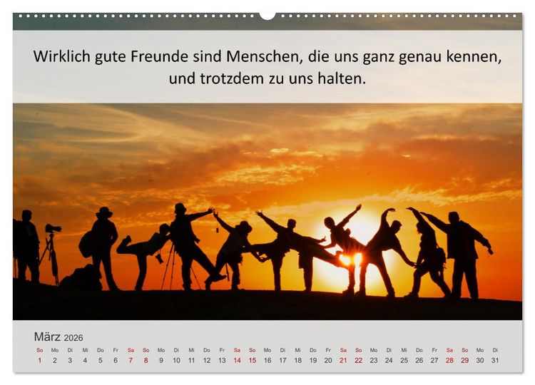 Produktbild: Motivationsspr&uuml;che Freundschaft (Wandkalender 2026 DIN A2 quer), CALVENDO Monatskalender