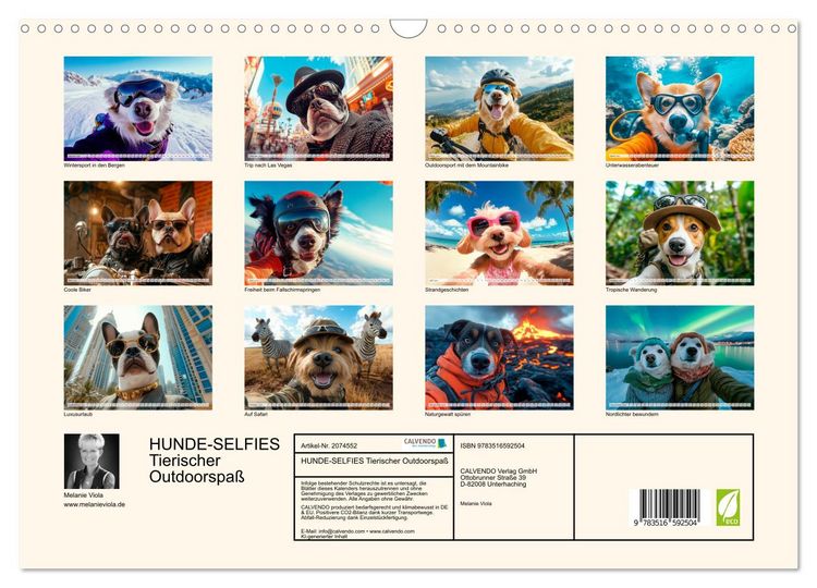 Produktbild: HUNDE-SELFIES Tierischer Outdoorspa&szlig; (Wandkalender 2026 DIN A3 quer), CALVENDO Monatskalender