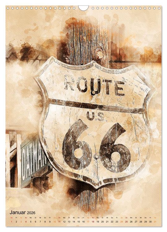 Produktbild: Route 66 - 2451 Meilen (Wandkalender 2026 DIN A3 hoch), CALVENDO Monatskalender