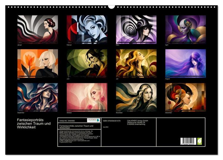 Produktbild: Fantasieportr&auml;ts zwischen Traum und Wirklichkeit (Wandkalender 2027 DIN A2 quer), CALVENDO Monatskalender