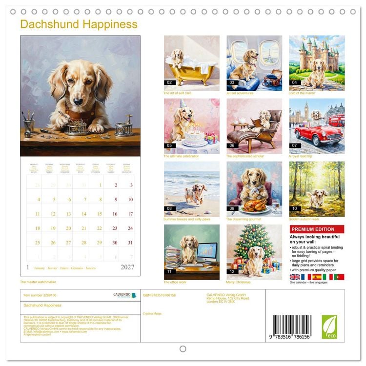 Produktbild: Dachshund Happiness (Wall Calendar 2027 12 &times; 12 Inch) CALVENDO 12 Month Wall Calendar