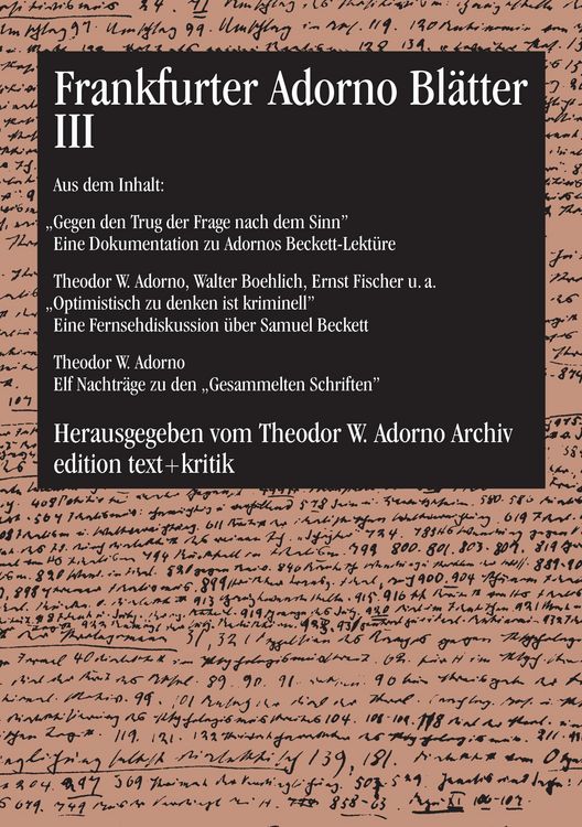 Produktbild: Frankfurter Adorno Bl&auml;tter III