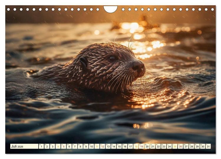Produktbild: Fischotter - schlaue J&auml;ger (Wandkalender 2026 DIN A4 quer), CALVENDO Monatskalender