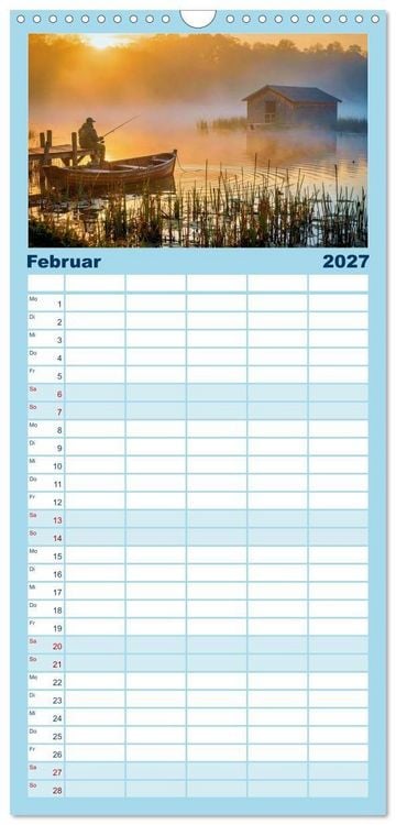 Produktbild: Familienplaner 2027 - Malerische Seenlandschaft mit 5 Spalten (Wandkalender, 21 x 45 cm) CALVENDO