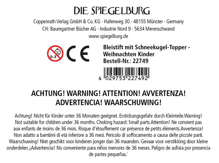 Produktbild: Bleistift m. Schneekugel-Topper - Wintertiere ..., sort.i.D.