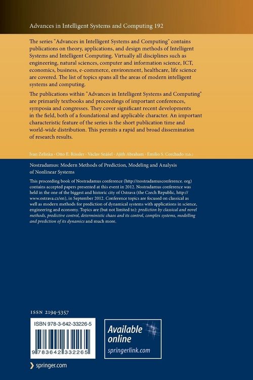 Produktbild: Nostradamus: Modern Methods of Prediction, Modeling and Analysis of Nonlinear Systems