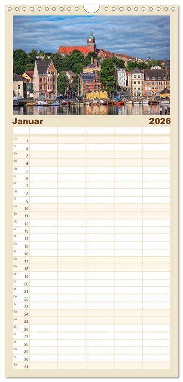 Produktbild: Familienplaner 2026 - Bezauberndes Flensburg mit 5 Spalten (Wandkalender, 21 x 45 cm) CALVENDO