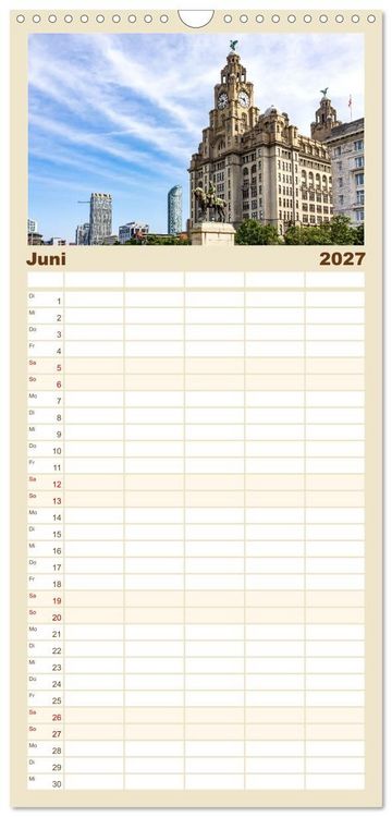 Produktbild: Familienplaner 2027 - Faszination Liverpool mit 5 Spalten (Wandkalender, 21 x 45 cm) CALVENDO