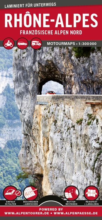 Bild vom Artikel MoTourMaps Rhône-Alpes (Französische Alpen Nord) Auto- und Motorradkarte 1:300.000 vom Autor MoTourMedia