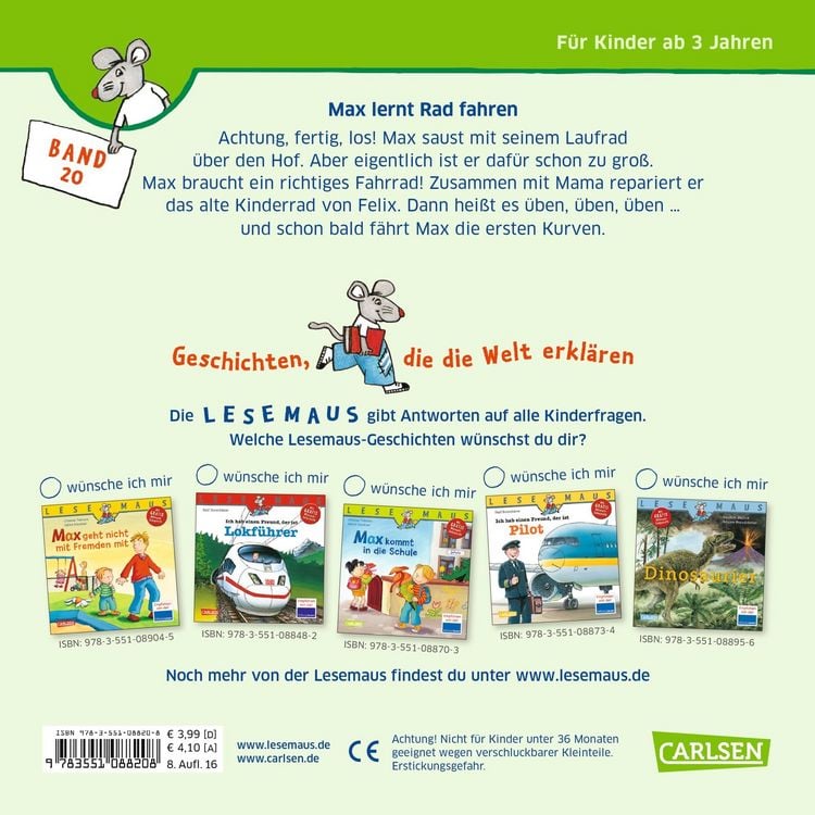 Produktbild: LESEMAUS 20: Max lernt Rad fahren