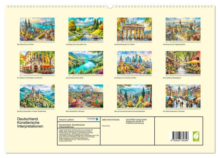 Produktbild: Deutschland. K&uuml;nstlerische Interpretationen (hochwertiger Premium Wandkalender 2027 DIN A2 quer), Kunstdruck in Hochglanz
