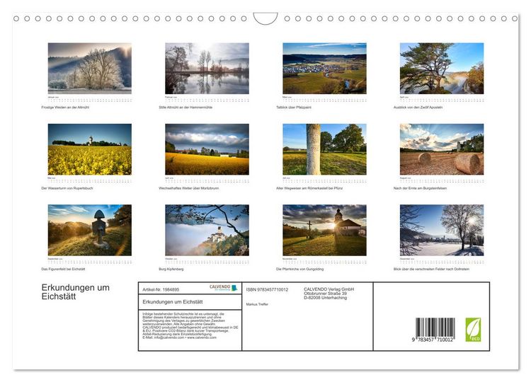 Produktbild: Erkundungen um Eichst&auml;tt (Wandkalender 2026 DIN A3 quer), CALVENDO Monatskalender