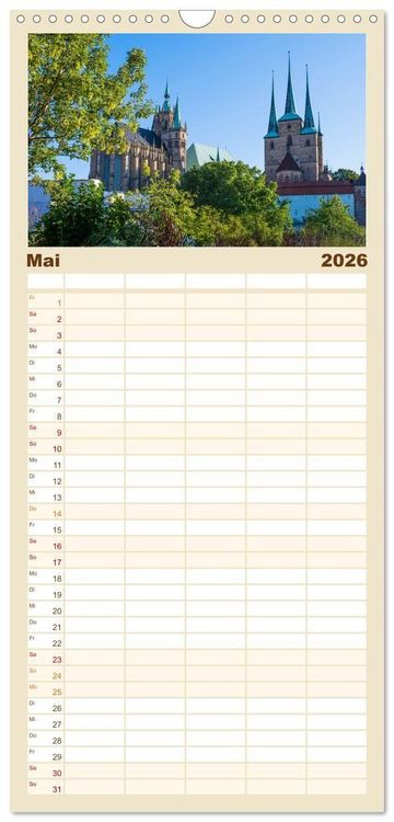 Produktbild: Familienplaner 2026 - Romantisches Erfurt - Bilder einer Stadt voller Geschichte mit 5 Spalten (Wandkalender, 21 x 45 cm) CALVENDO