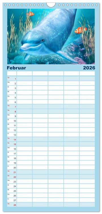 Produktbild: Familienplaner 2026 - Delfine - Kalender mit 5 Spalten (Wandkalender, 21 x 45 cm) CALVENDO