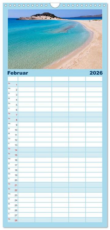 Produktbild: Familienplaner 2026 - Traumstr&auml;nde Griechenlands mit 5 Spalten (Wandkalender, 21 x 45 cm) CALVENDO