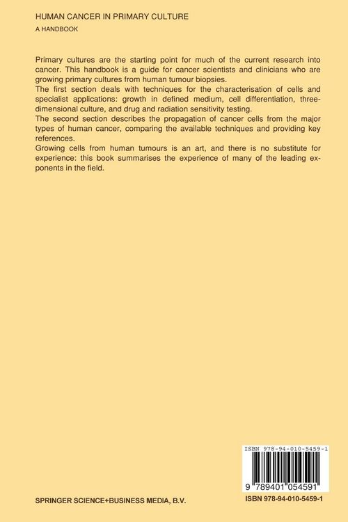 Produktbild: Human Cancer in Primary Culture, A Handbook