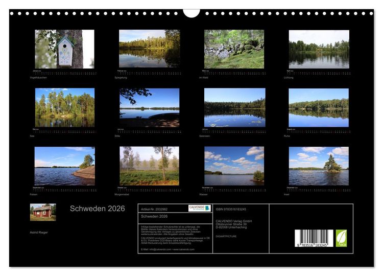 Produktbild: Schweden 2026 (Wandkalender 2026 DIN A3 quer), CALVENDO Monatskalender