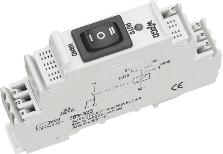 Produktbild: WAGO 789-323 Industrierelais Nennspannung: 24 V/DC Schaltstrom (max.): 16A 1 Schlie&szlig;er 1St.
