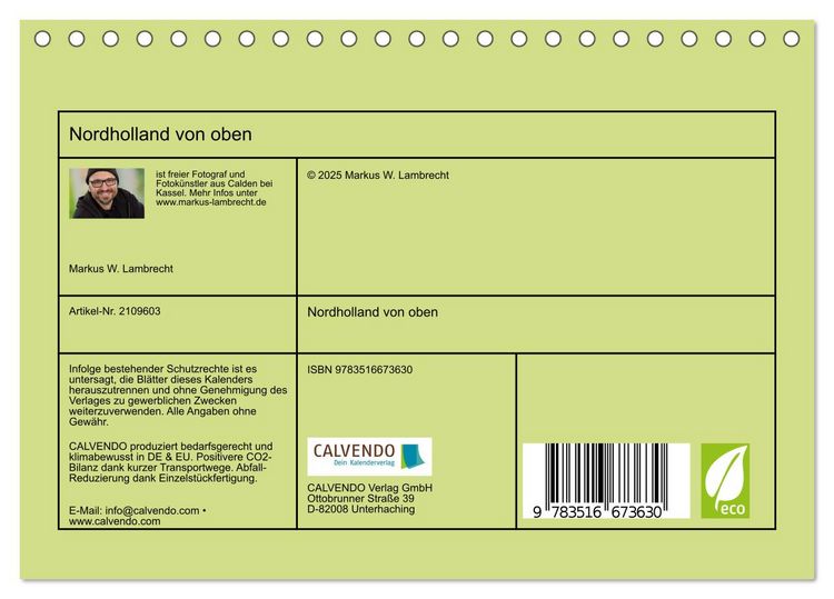 Produktbild: Nordholland von oben (Tischkalender 2026 DIN A5 quer), CALVENDO Monatskalender