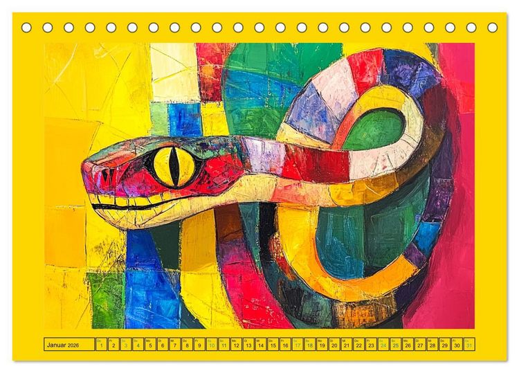 Produktbild: Abstrakte Eleganz. K&uuml;nstlerische Tiermotive in sch&ouml;nen Farben (Tischkalender 2026 DIN A5 quer), CALVENDO Monatskalender