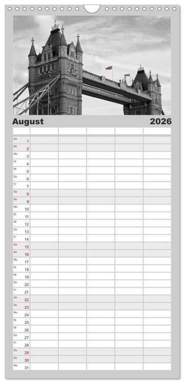 Produktbild: Familienplaner 2026 - LONDON Urbaner Flair mit 5 Spalten (Wandkalender, 21 x 45 cm) CALVENDO