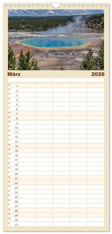 Produktbild: Familienplaner 2026 - Wyoming, South Dakota Colorado mit 5 Spalten (Wandkalender, 21 x 45 cm) CALVENDO