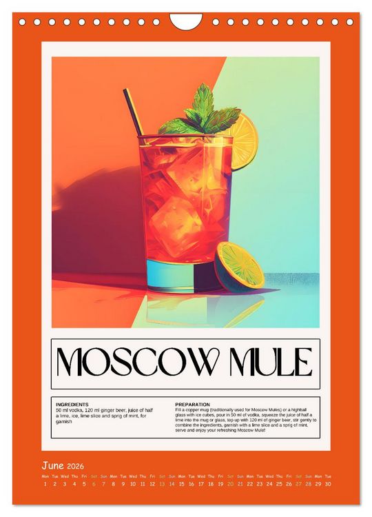 Produktbild: Classic Cocktails (Wall Calendar 2026 DIN A4 portrait), CALVENDO 12 Month Wall Calendar