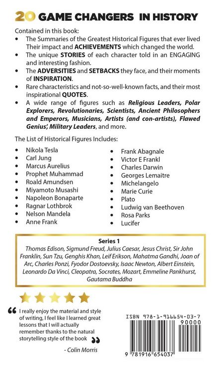 Produktbild: 20 Game Changers In History (Series 2); A Note on the Lives and Impact of these Great Minds & Historical Figures (Tesla, Jung, Napoleon, Anne Frank, Darwin, Aurelius, Plato, and more)