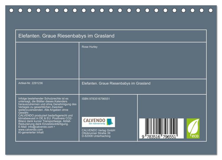 Produktbild: Elefanten. Graue Riesenbabys im Grasland (Tischkalender 2027 DIN A5 quer), CALVENDO Monatskalender