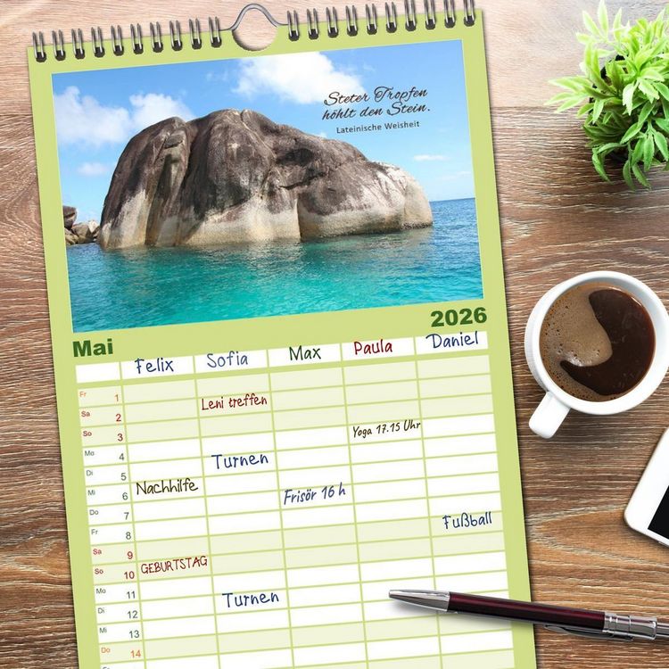 Produktbild: Familienplaner 2026 - Ruhe und Gelassenheit 2026 mit 5 Spalten (Wandkalender, 21 x 45 cm) CALVENDO