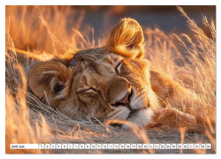 Produktbild: GUTE NACHT - Schlafende Tiere, traumhaft sch&ouml;n (hochwertiger Premium Wandkalender 2026 DIN A2 quer), Kunstdruck in Hochglanz