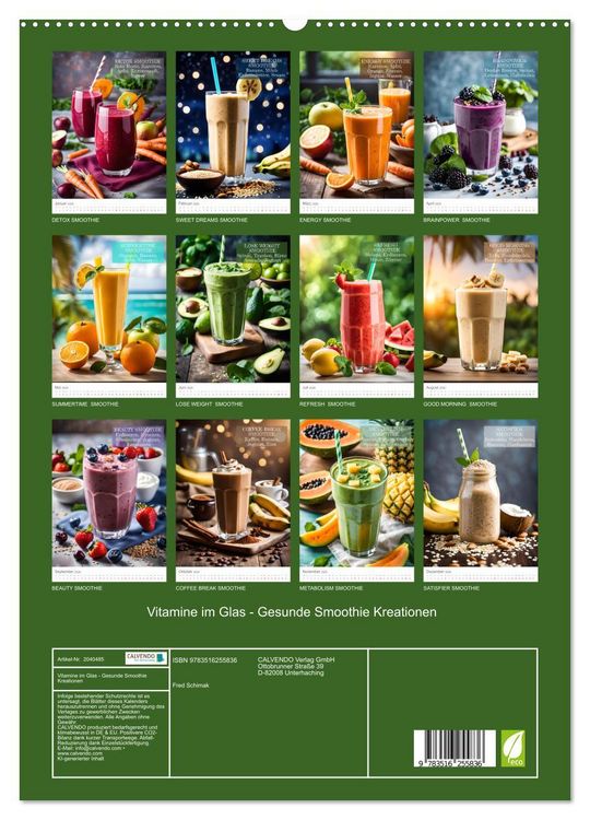 Produktbild: Vitamine im Glas - Gesunde Smoothie Kreationen (hochwertiger Premium Wandkalender 2026 DIN A2 hoch), Kunstdruck in Hochglanz