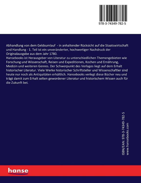 Produktbild: Abhandlung von dem Geldsumlauf