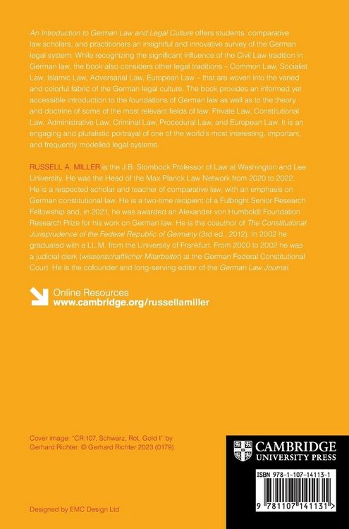 Produktbild: An Introduction to German Law and Legal Culture