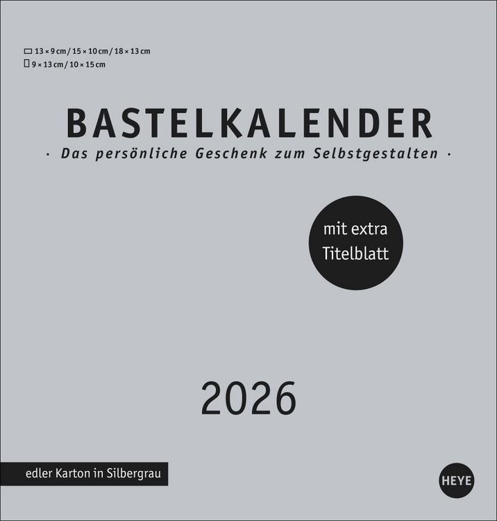 Produktbild: Premium-Bastelkalender silbergrau mittel 2026