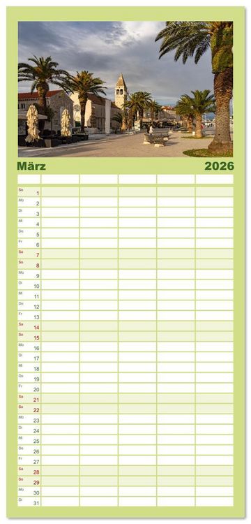 Produktbild: Familienplaner 2026 - Kroatien - Welterbe Trogir mit 5 Spalten (Wandkalender, 21 x 45 cm) CALVENDO