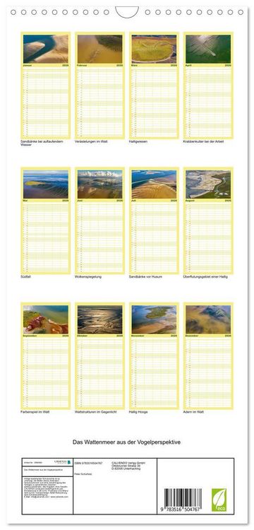 Produktbild: Familienplaner 2026 - Das Wattenmeer aus der Vogelperspektive mit 5 Spalten (Wandkalender, 21 x 45 cm) CALVENDO